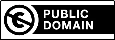 「C」を打ち消したマークと,「PUBLIC DOMAIN」の文字.